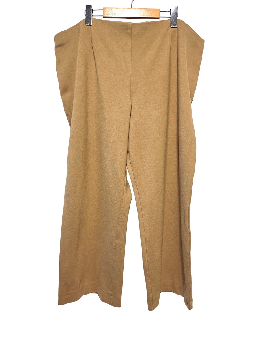 Plus Wide Leg Pull On Trouser Pants Brown Quiet Luxury Workwear Chic
